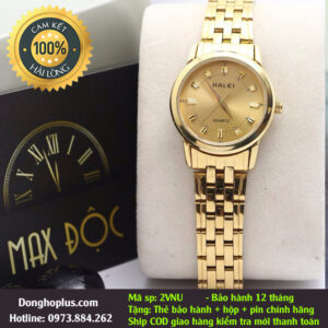 Đồng hồ nữ Halei 502 vàng mặt vàng