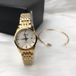 Đồng hồ nữ Halei 562 vàng mặt trắng