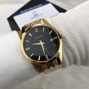 Đồng hồ nam Halei 562 vàng mặt đen