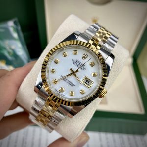 Đồng hồ nam Rolex khảm trai demi trắng